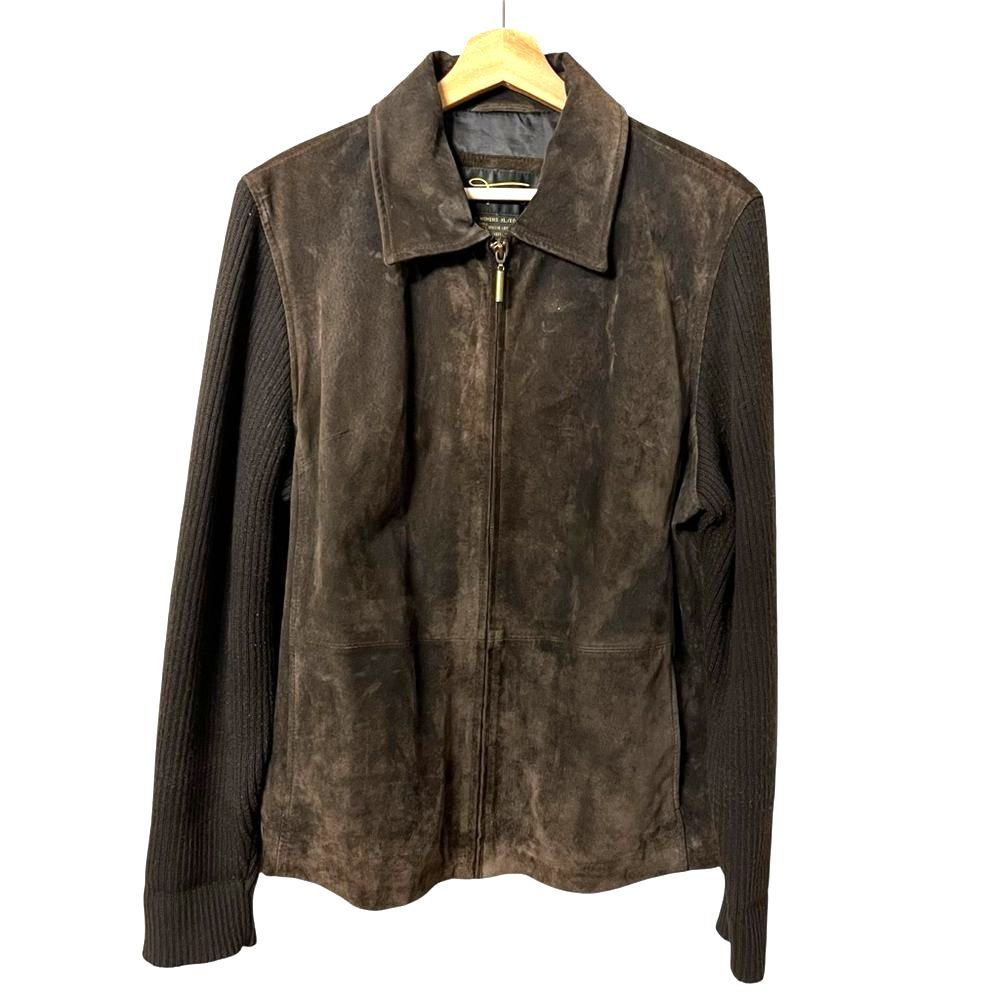 Fabio Womens Chocolate Brown Suede Knit Sleeve Size XL Capsule Neutral Classic